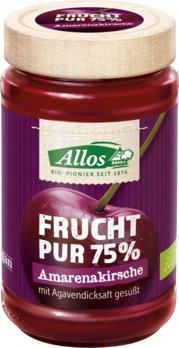 Allos Frucht Pur Aufstrich Amarenakirsche 75% BIO 250g