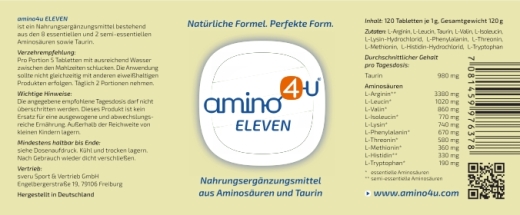 Amino4u essentielle Aminosuren eleven 12 x 120 Tabs vegan NEU!