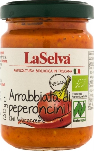 Arrabbiata di Peperoncini Wrzcreme aus Chili und Paprika von LaSelva 130g BIO