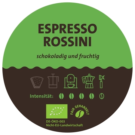 Espresso Rossini BIO und fairtrade ganze Bohne 500g