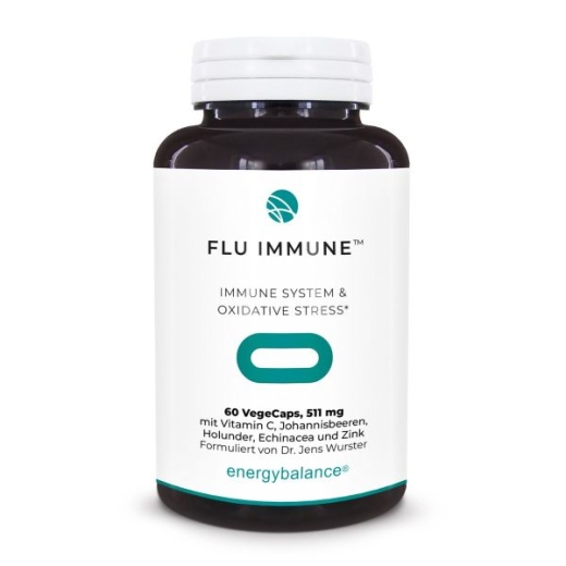 Flu-Immune mit Holunder, Echinacea purpurea, Vitamin C und Zink, 60 Vegane Kapseln