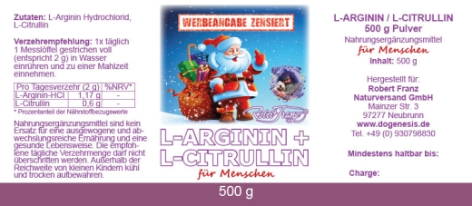 L-Arginin mit L-Citrullin Pulver von Robert Franz