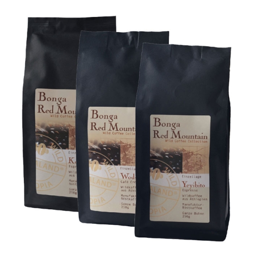 Wildkaffee Angebot 3 Sorten je 250g ganze Bohnen für den Kaffeeliebhaber